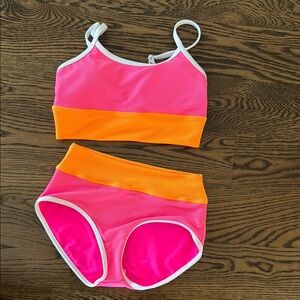 Pink and Orange Two-Piece Swimsuit